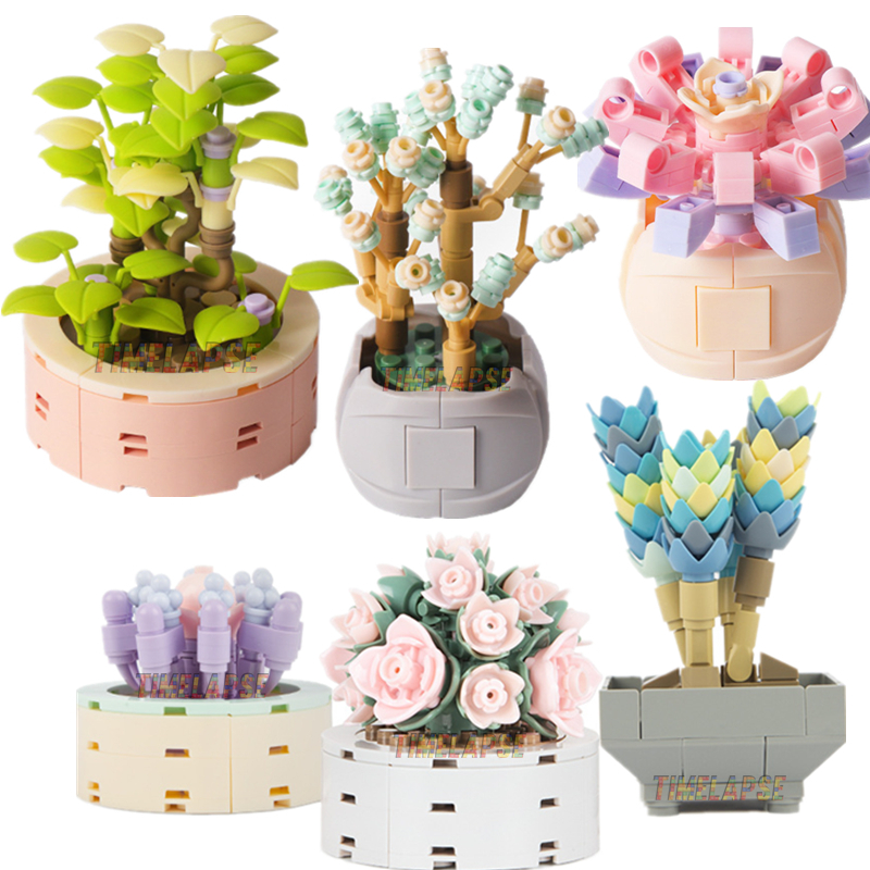 Bonsai Garden Lego Set - DIY MOC Potted Plants Succulents Cactus