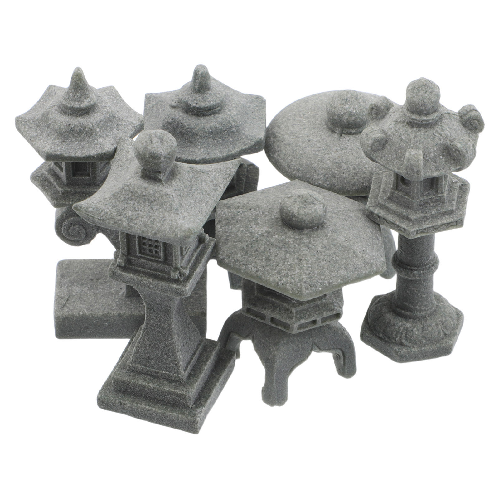 Bonsai Zen Garden Set - 6Pcs Aquarium Decorations Mini Japanese Lantern