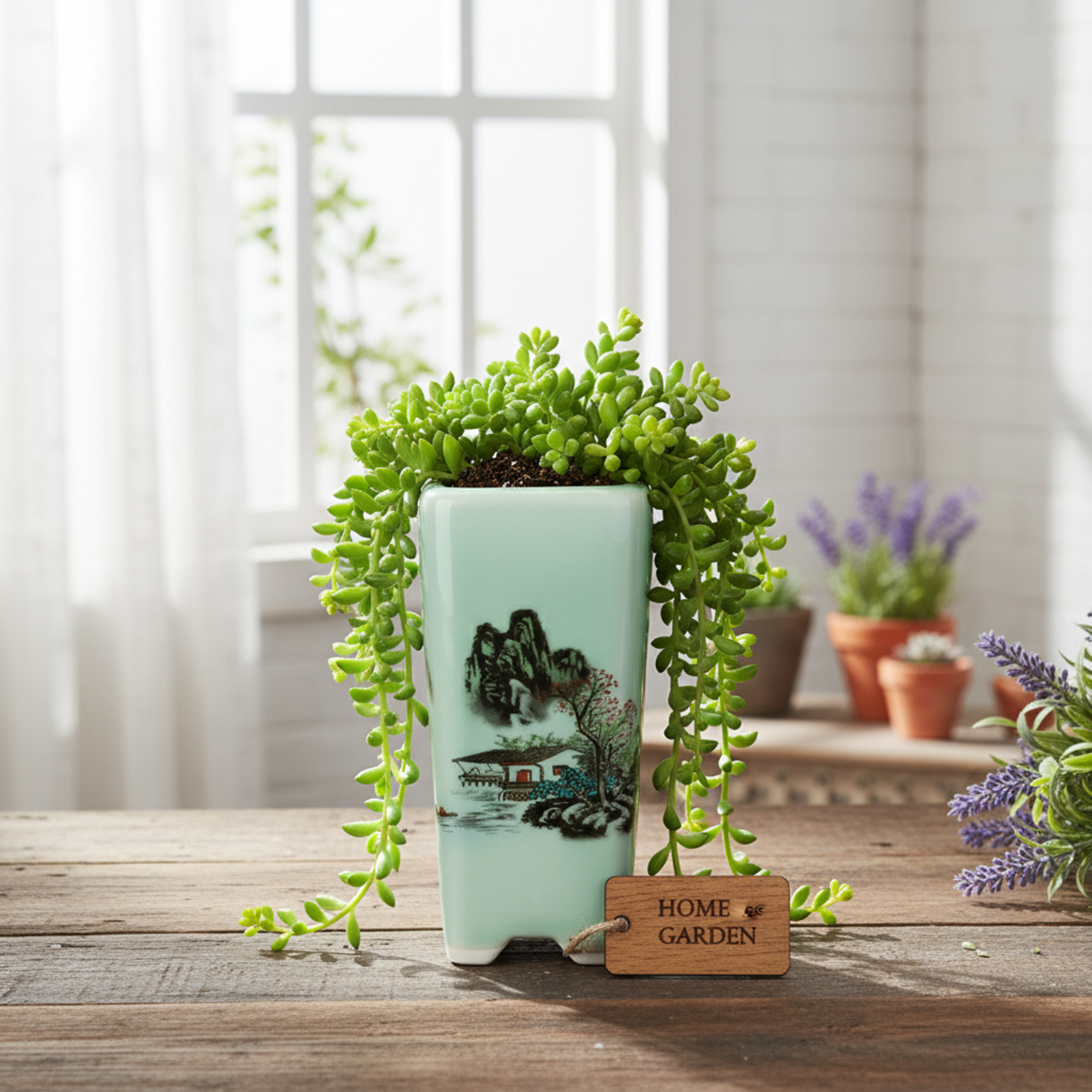 Ceramic Green Flower Pot Chine - Bonsai Garden With Sand review and price