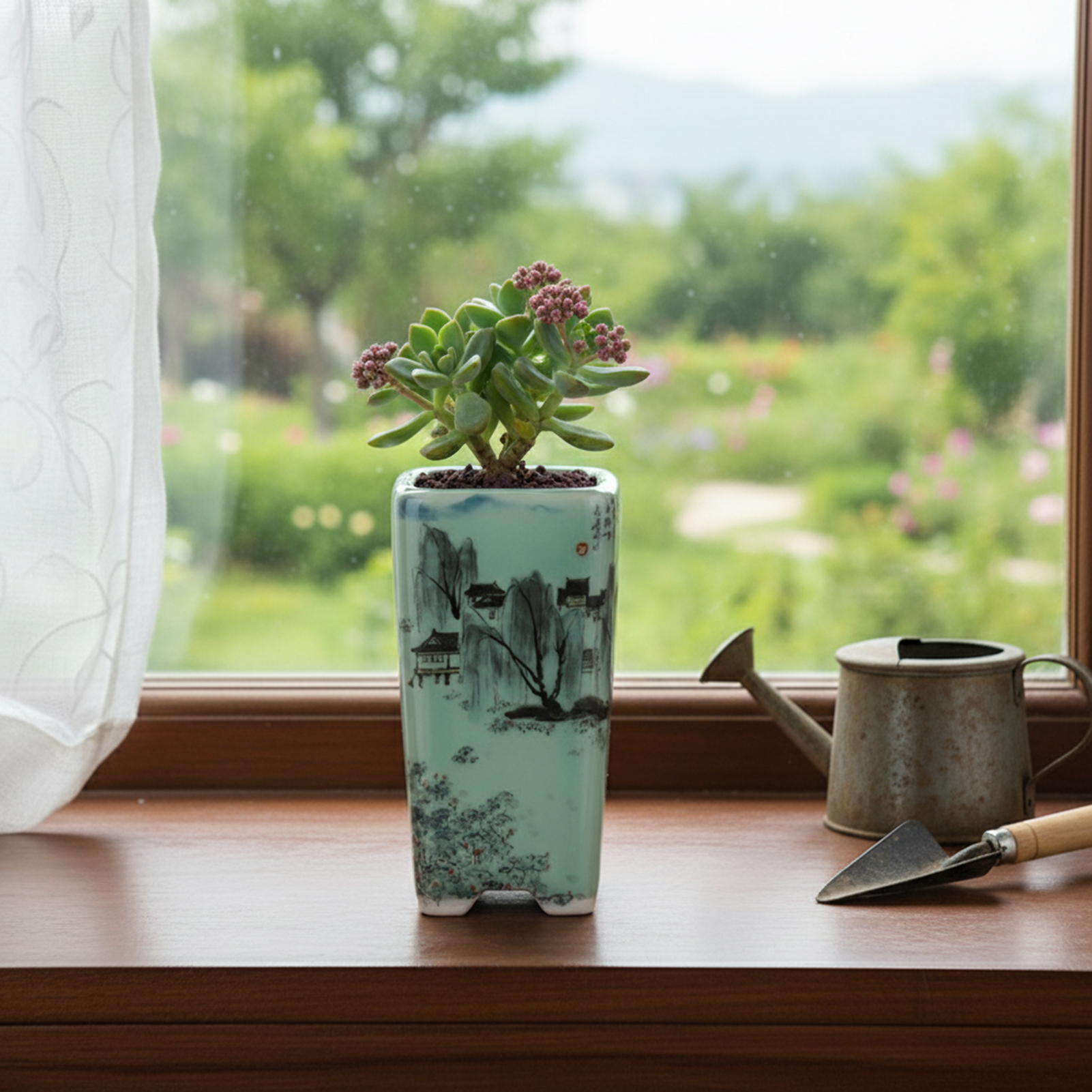 Ceramic Green Flower Pot Chine - Bonsai Garden With Sand review and price
