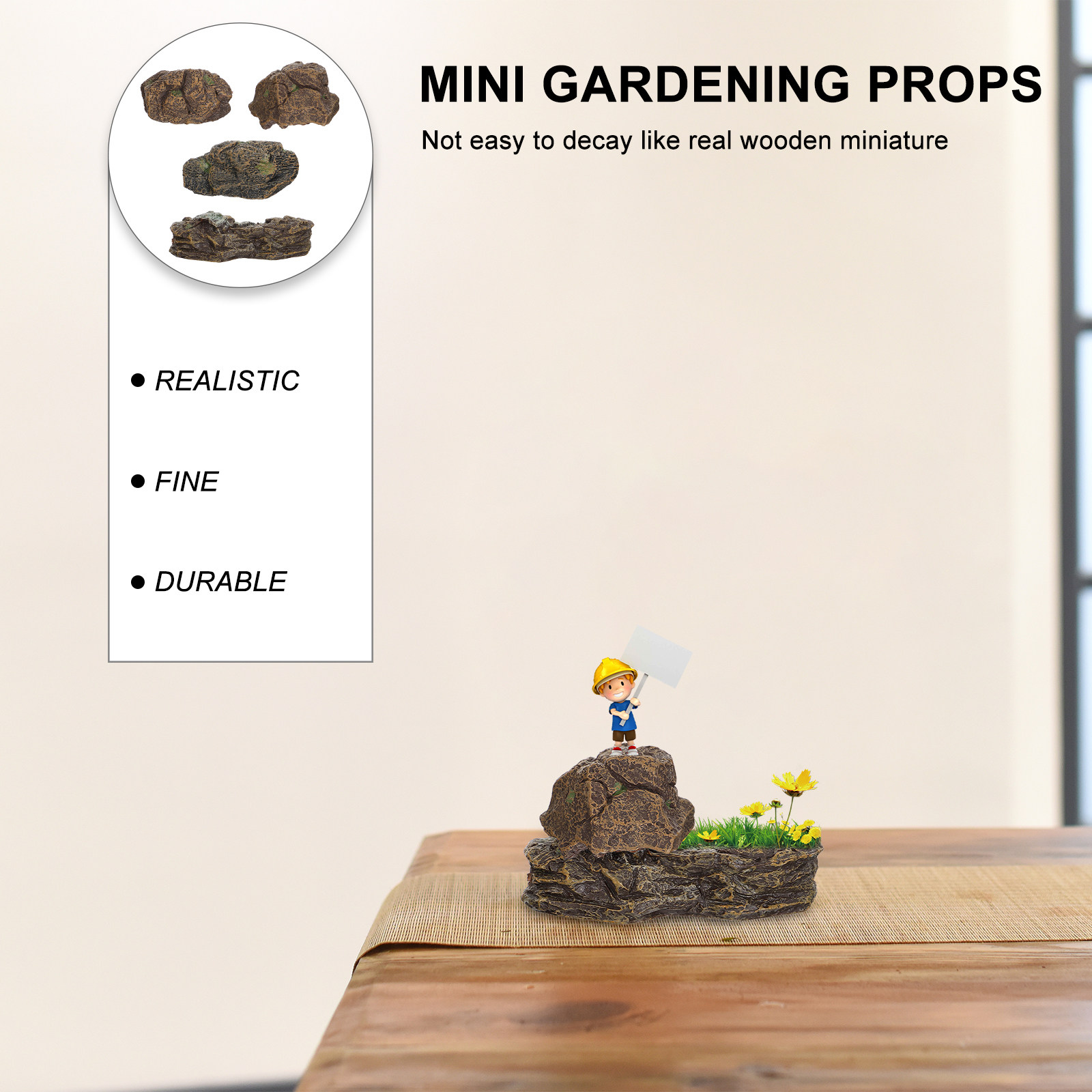 4Pcs Simulation Stones Ornamen - Bonsai Garden With Sand review and price