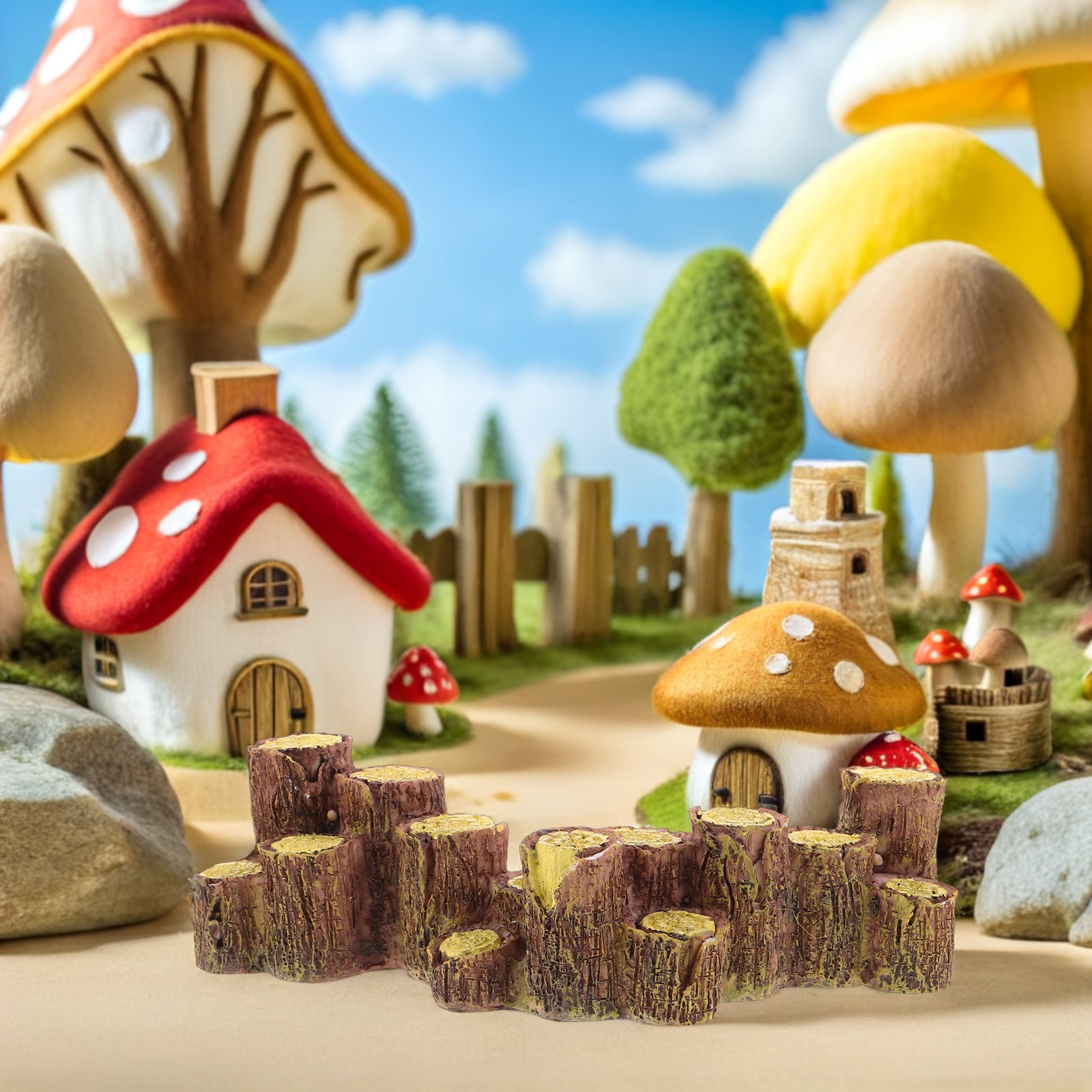 3Pcs Resin Tree Stump Micro La - Bonsai Garden With Sand review and price