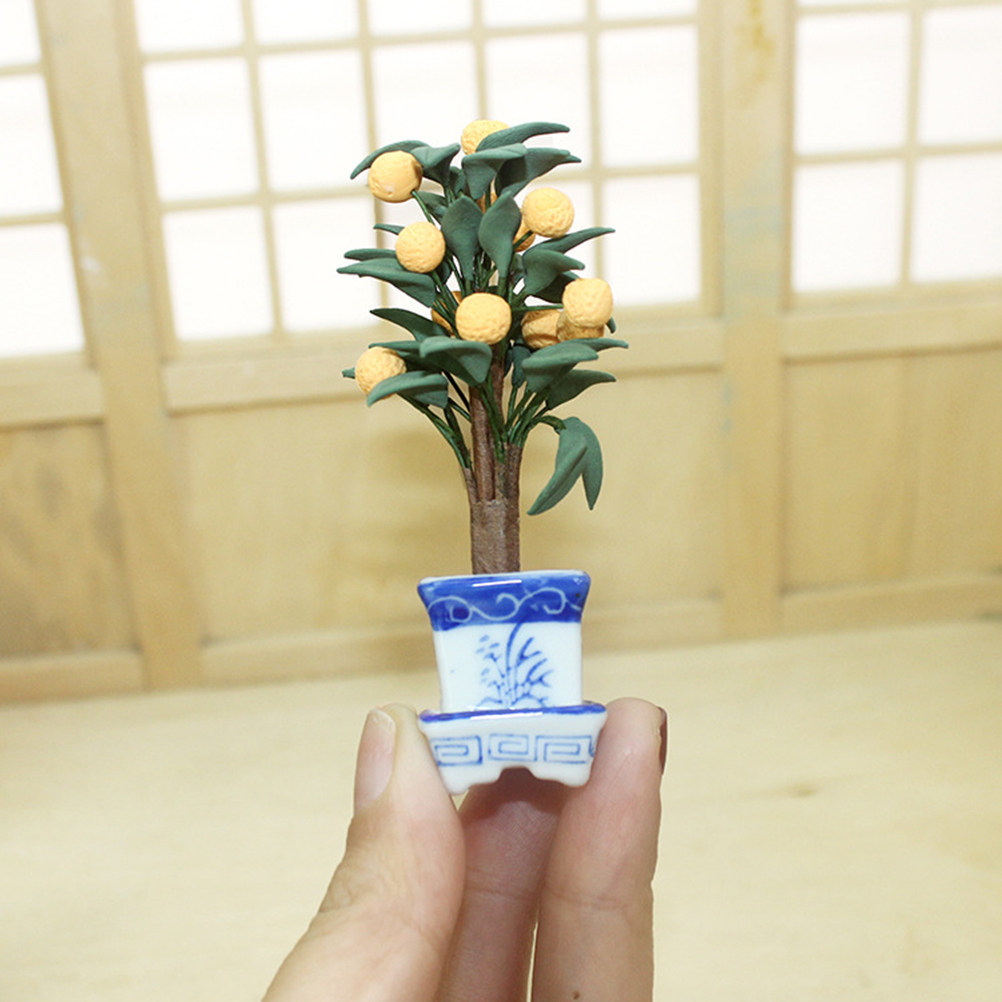 Mini Orange Potted Plant Decor - Bonsai Garden Layout review and price