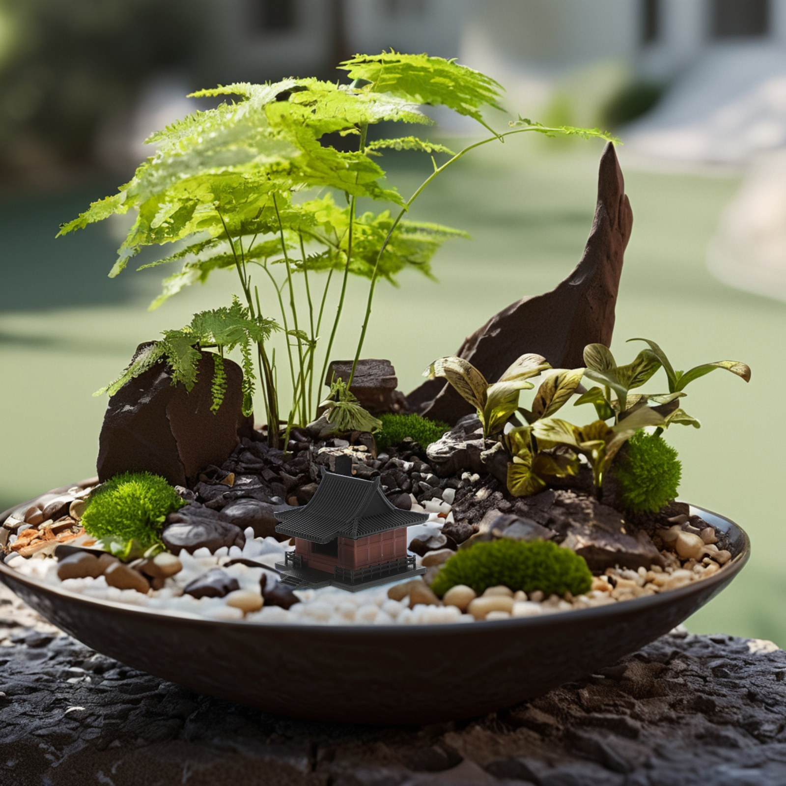 Chinese Style Pavilion Ornamen - Bonsai Garden With Sand review and price