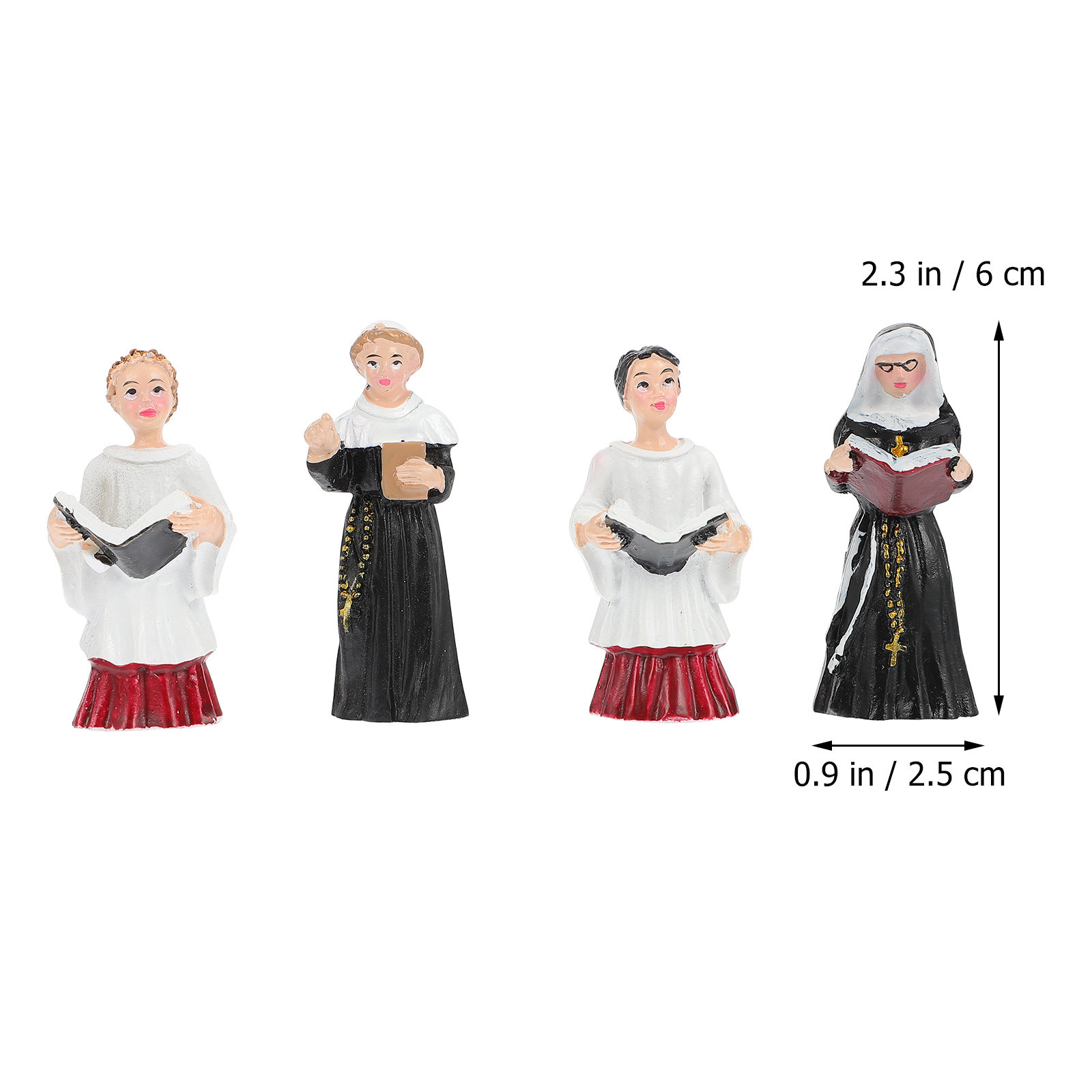 4Pcs Resin Nun Statue Western  - Bonsai Garden With Sand review and price