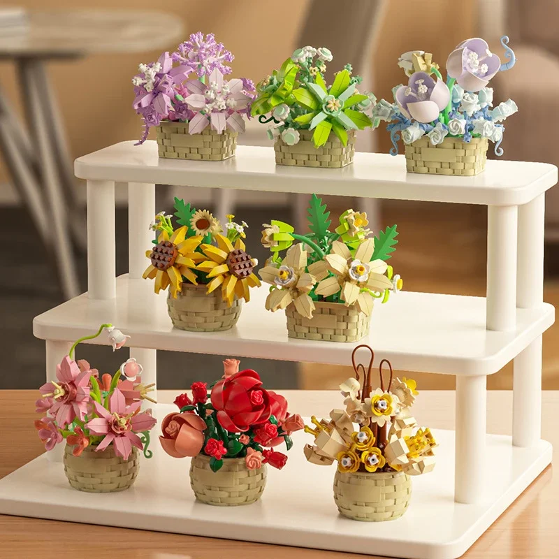 DIY MOC Potted RedRose Sunflow - Bonsai Garden Lego Set review and price