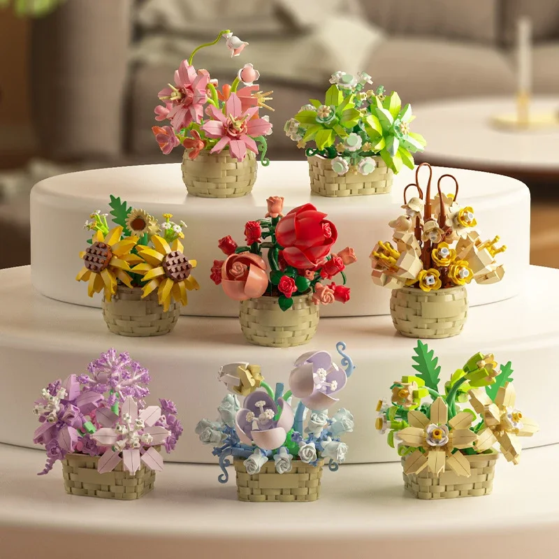 DIY MOC Potted RedRose Sunflow - Bonsai Garden Lego Set review and price