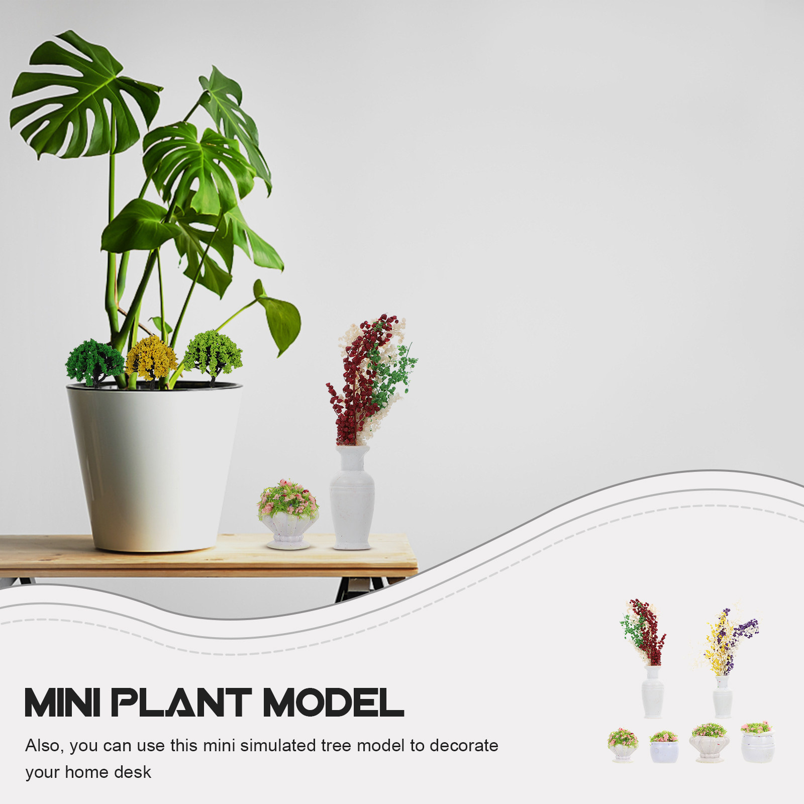 6Pcs Mini Simulated Bonsai Pot - Bonsai Garden With Sand review and price